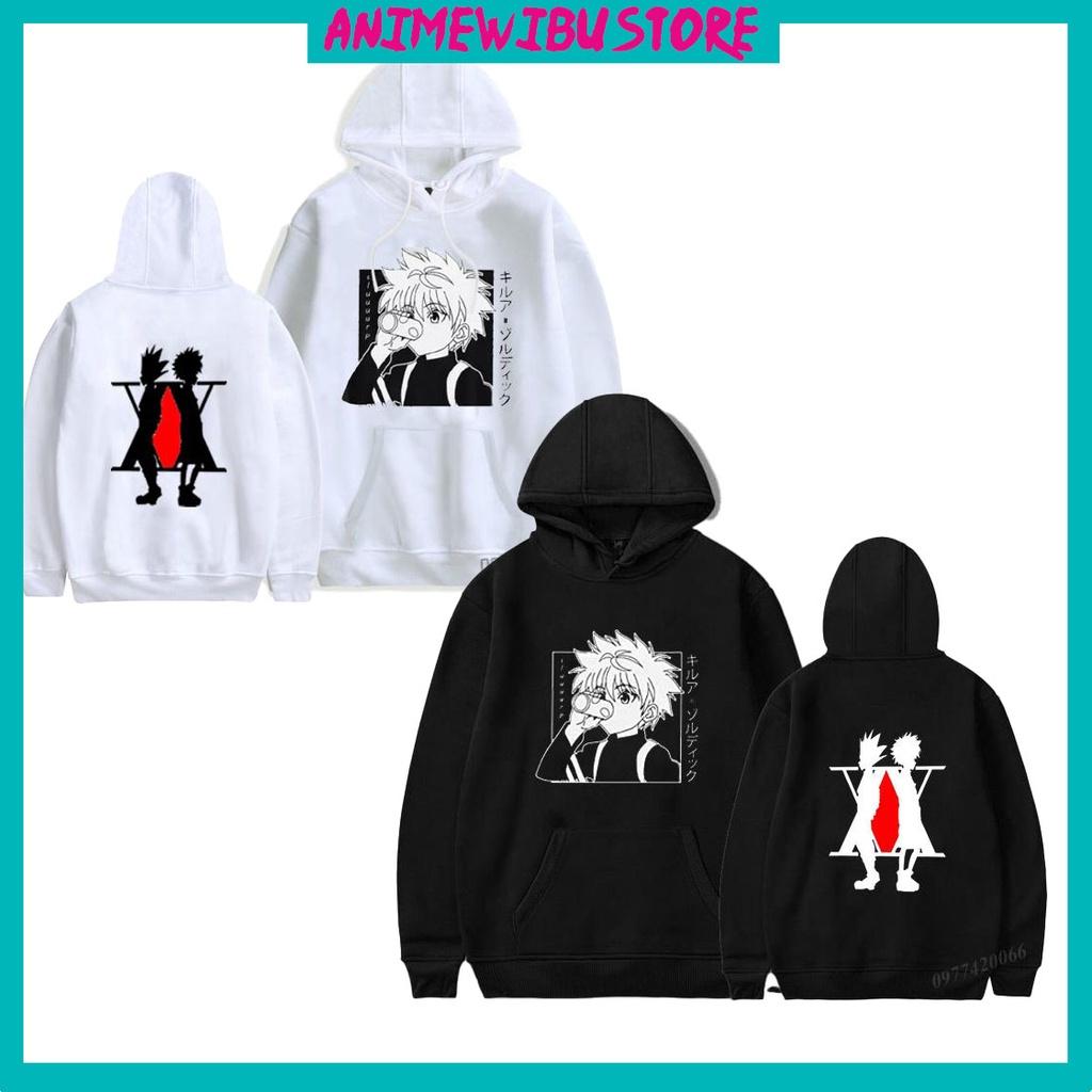 BST Áo Hoodie Trắng - Đen in hình Killua anime hunter x hunter độc đẹp