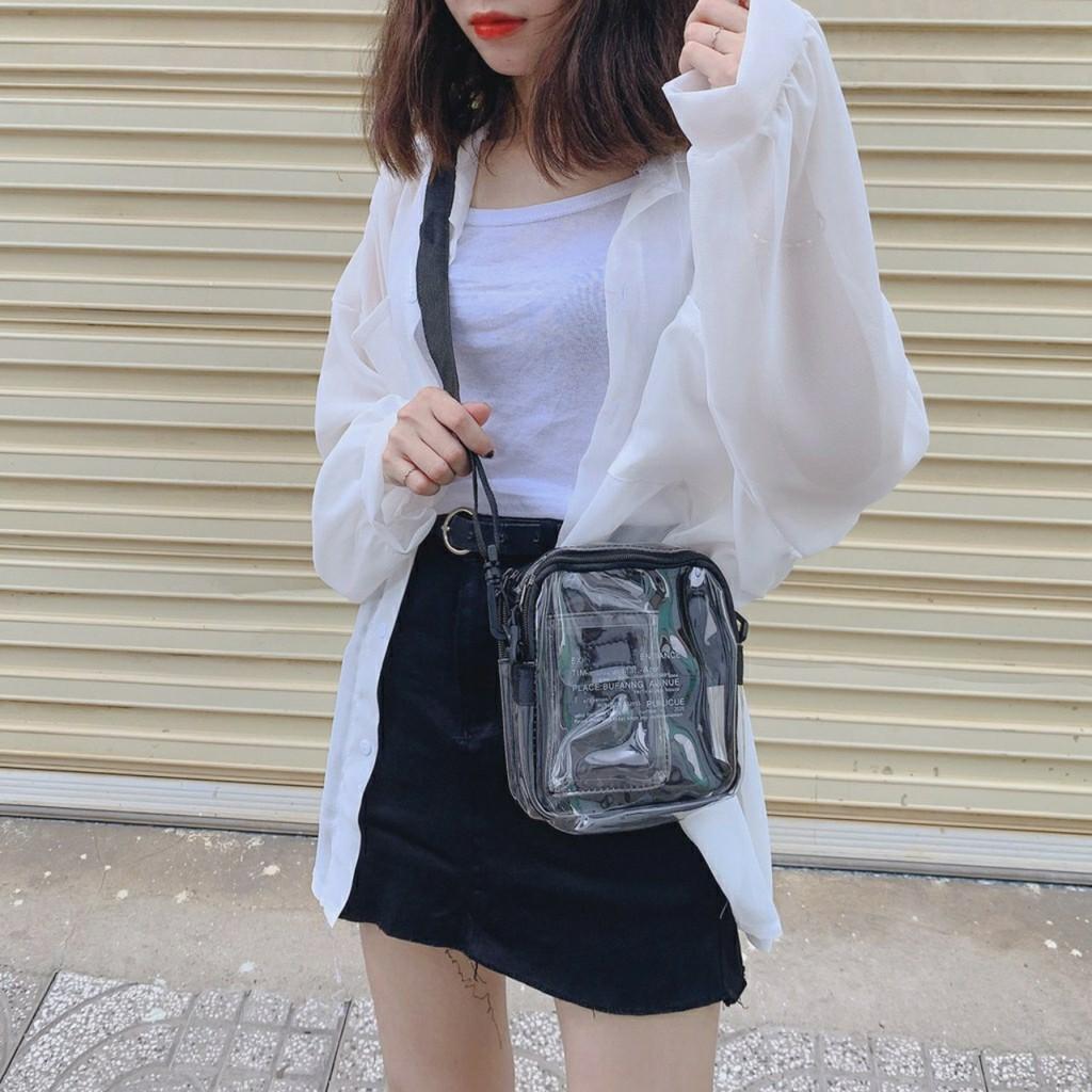 Túi Đeo Chéo Trong Suốt MINIBAG TIME:2020 Unisex (Đen/Trắng