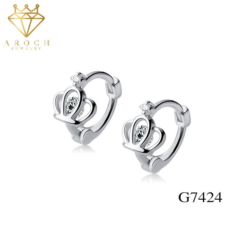 Khuyên tai bạc Ý s925 hình vương niệm siêu đẹp G7424 - AROCH Jewelry