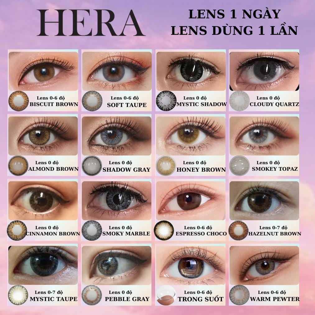 Kính Áp Tròng Hera Nâu Xám Mềm Mại 0 - 6 Độ SOFT TAUPE Nhập Khẩu Hàn Quốc Lens Cận 1 Ngày