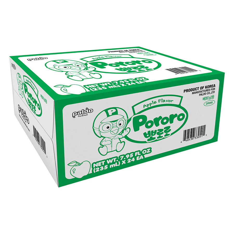 Thùng 24 Chai Nước Uống Pororo Hương Vị Táo  235ml