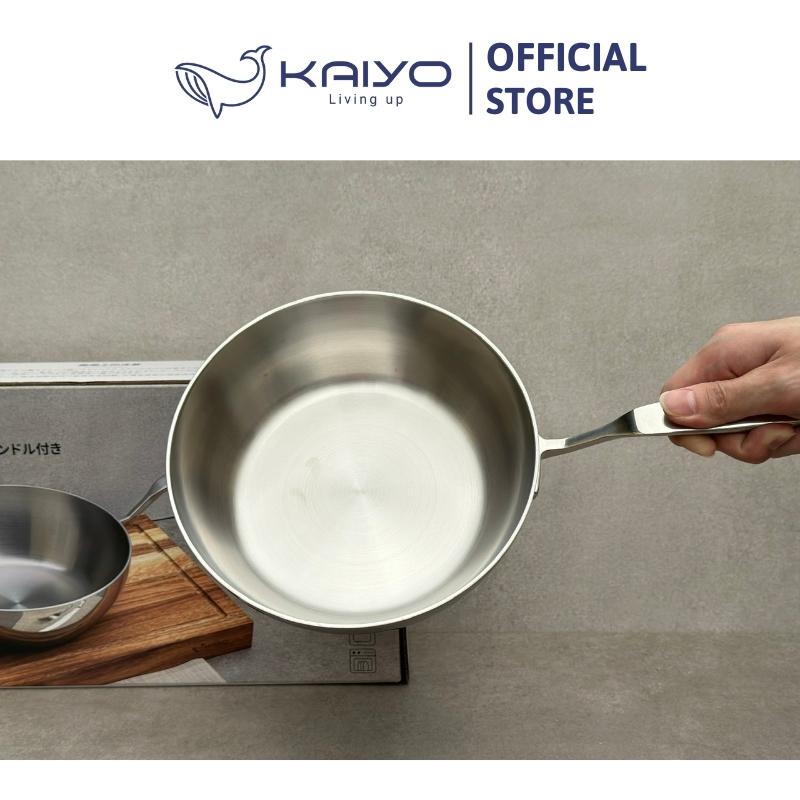 Chảo inox trơn sâu lòng thân đáy liền 3 lớp Tri-Ply Kaiyo, size 20cm