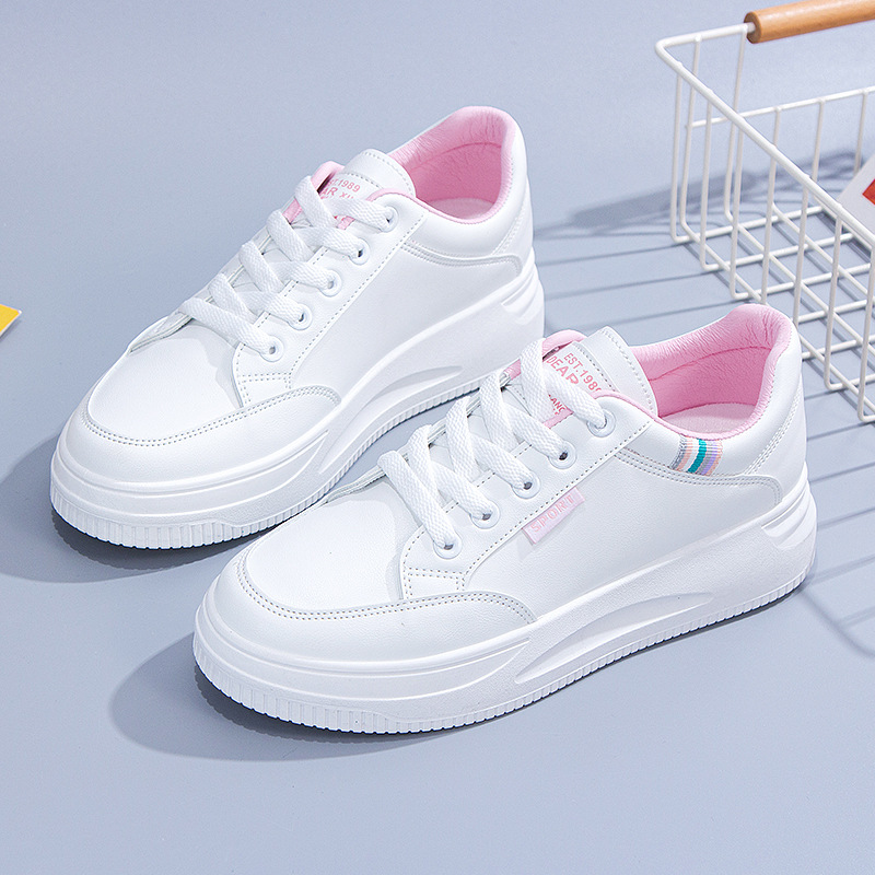 Giày thể thao nữ basic đế bằng cao 4cm êm chân đi học đi làm đi chơi đơn giản màu trắng sneaker