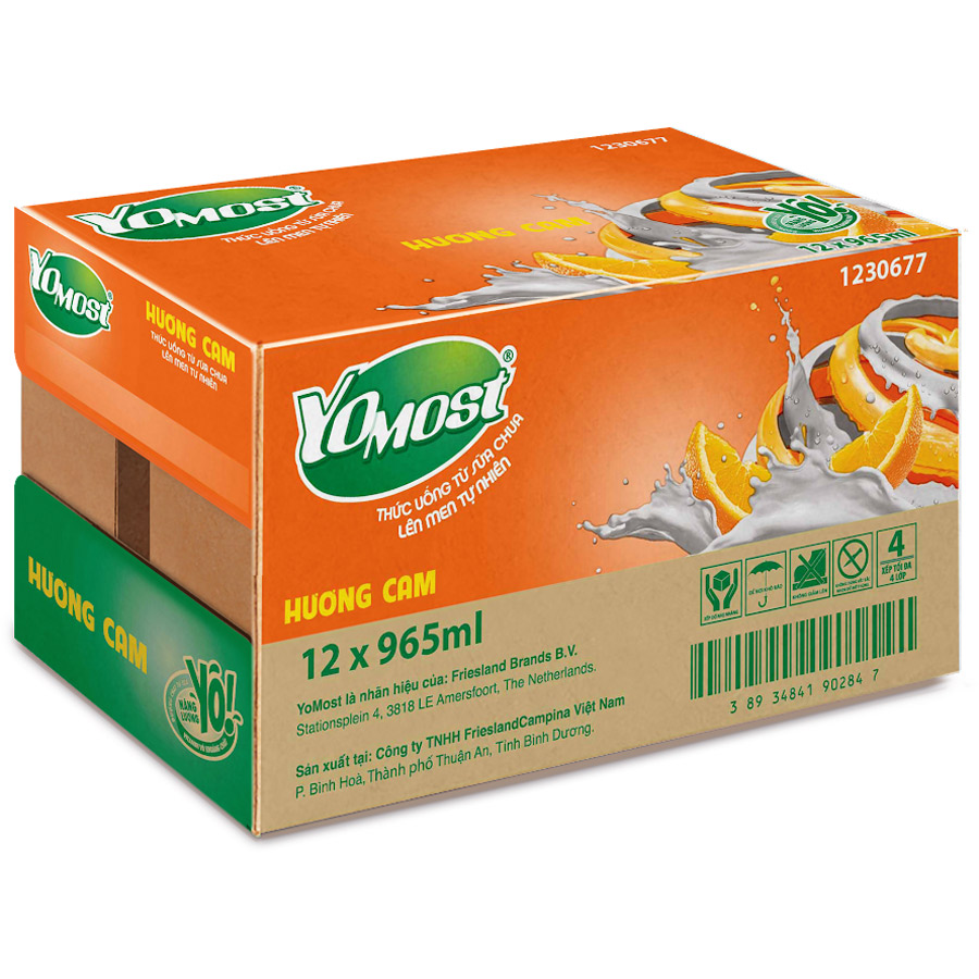 Thùng 12 Hộp Sữa Chua Lên Men Tự Nhiên Yomost Vị Cam 965Mlhộp