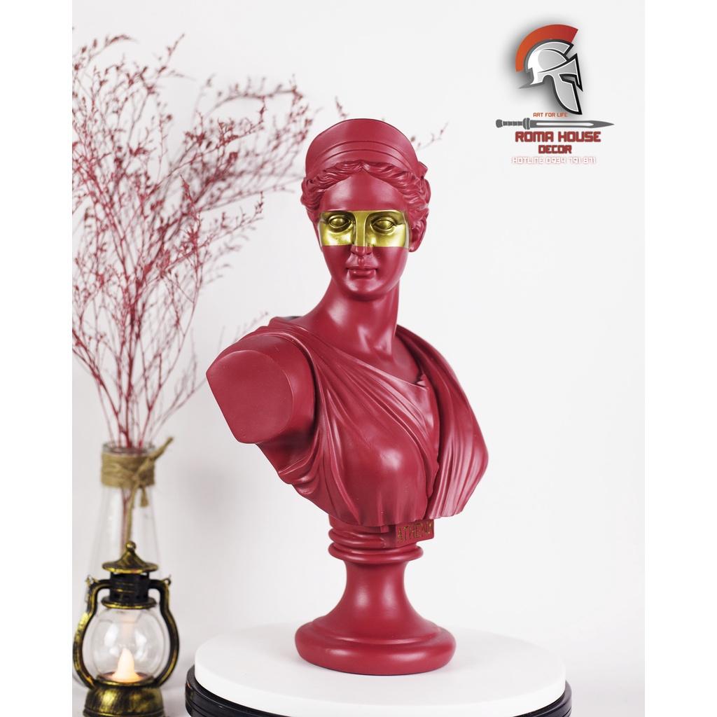 Tượng cổ điển Athena màu đò cao 35cm trang trí nhà cửa showroom