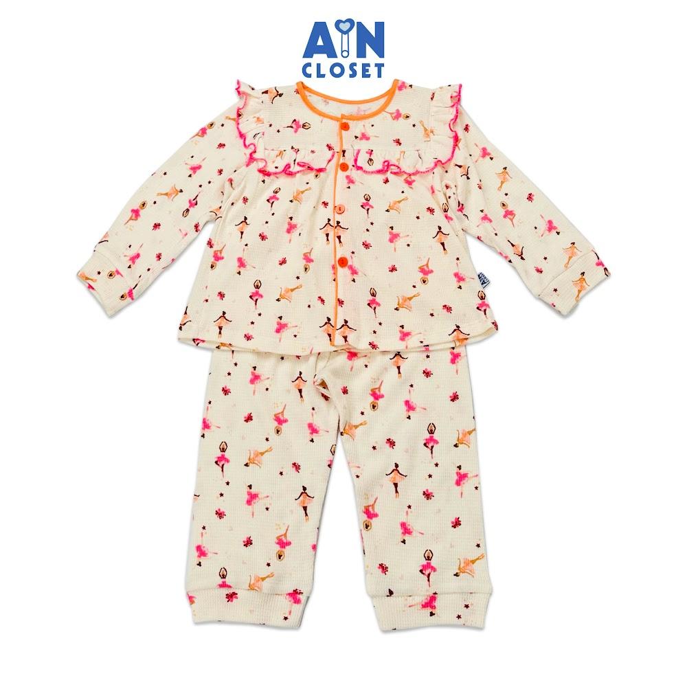 Bộ quần áo dài bé gai họa tiết Búp Bê hồng thun cotton - AICDBGVEGC8G - AIN Closet