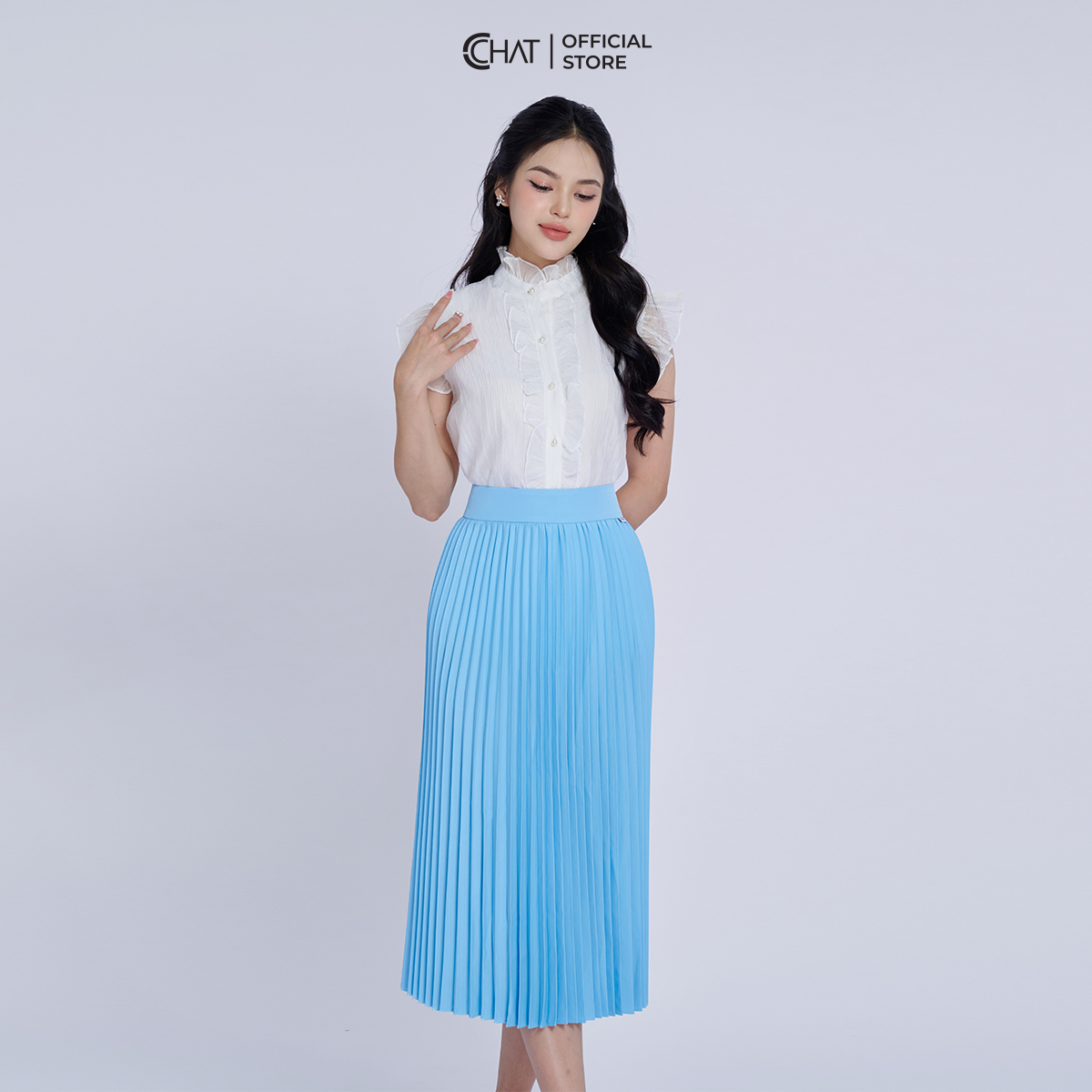 Áo Kiểu Nữ Bèo Nẹp Sát Nách Dáng Suông Chất Voan Cao Cấp 13FNV2019ST
