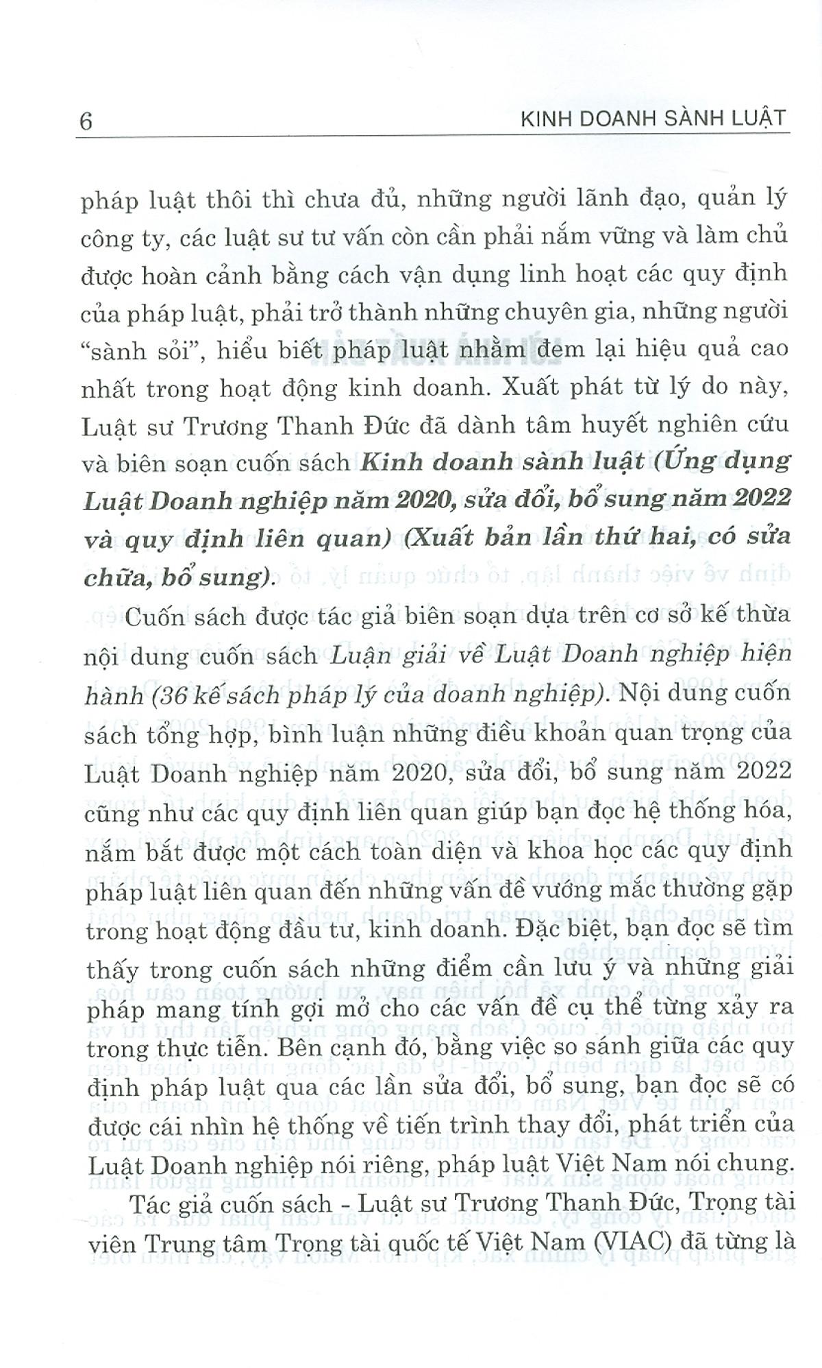 Kinh Doanh Sành Luật (Ứng Dụng Luật Doanh Nghiệp Năm 2020, Sửa Đổi, Bổ Sung Năm 2022 Và Quy Định Liên Quan)