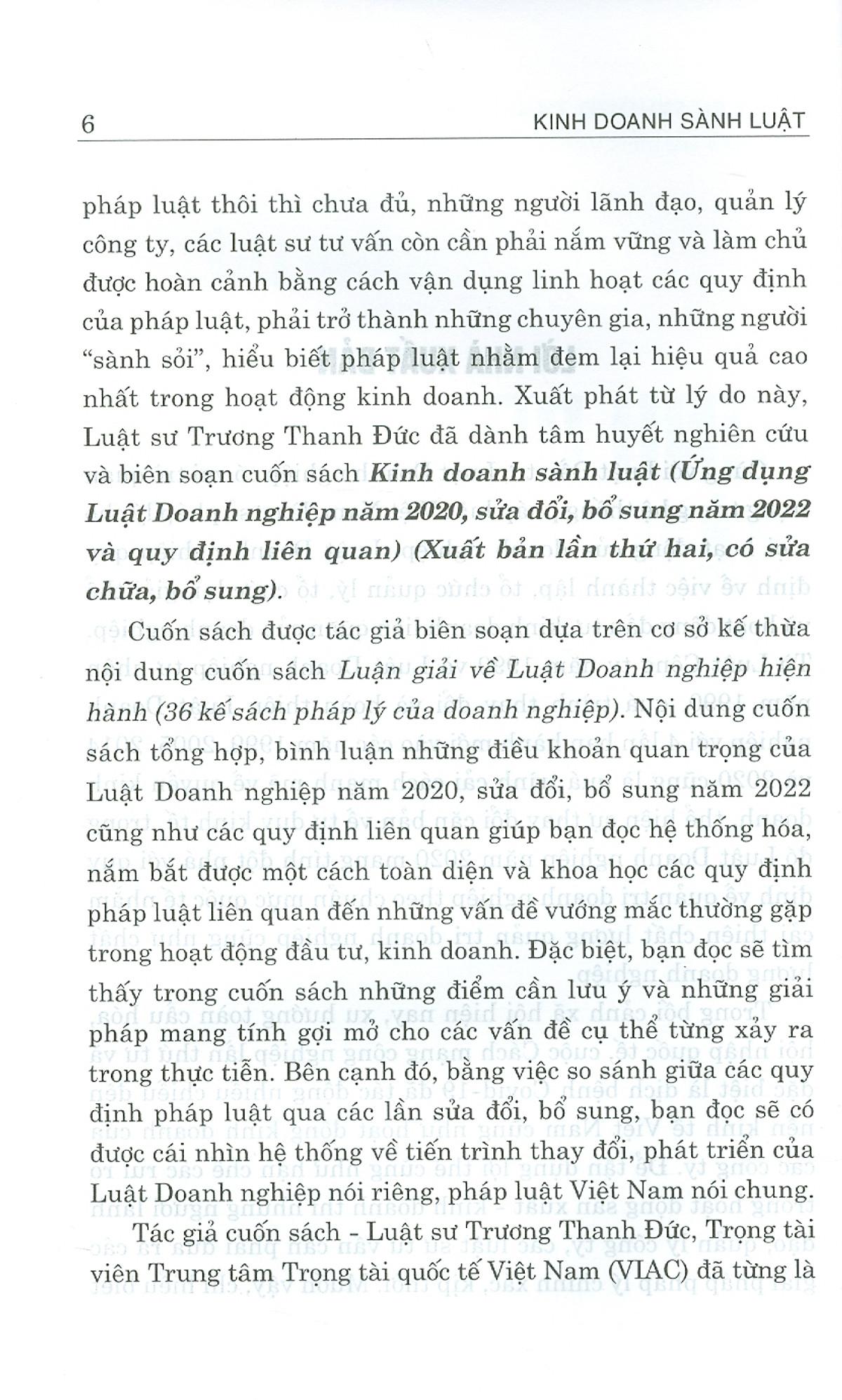 Kinh Doanh Sành Luật (Ứng Dụng Luật Doanh Nghiệp Năm 2020, Sửa Đổi, Bổ Sung Năm 2022 Và Quy Định Liên Quan)