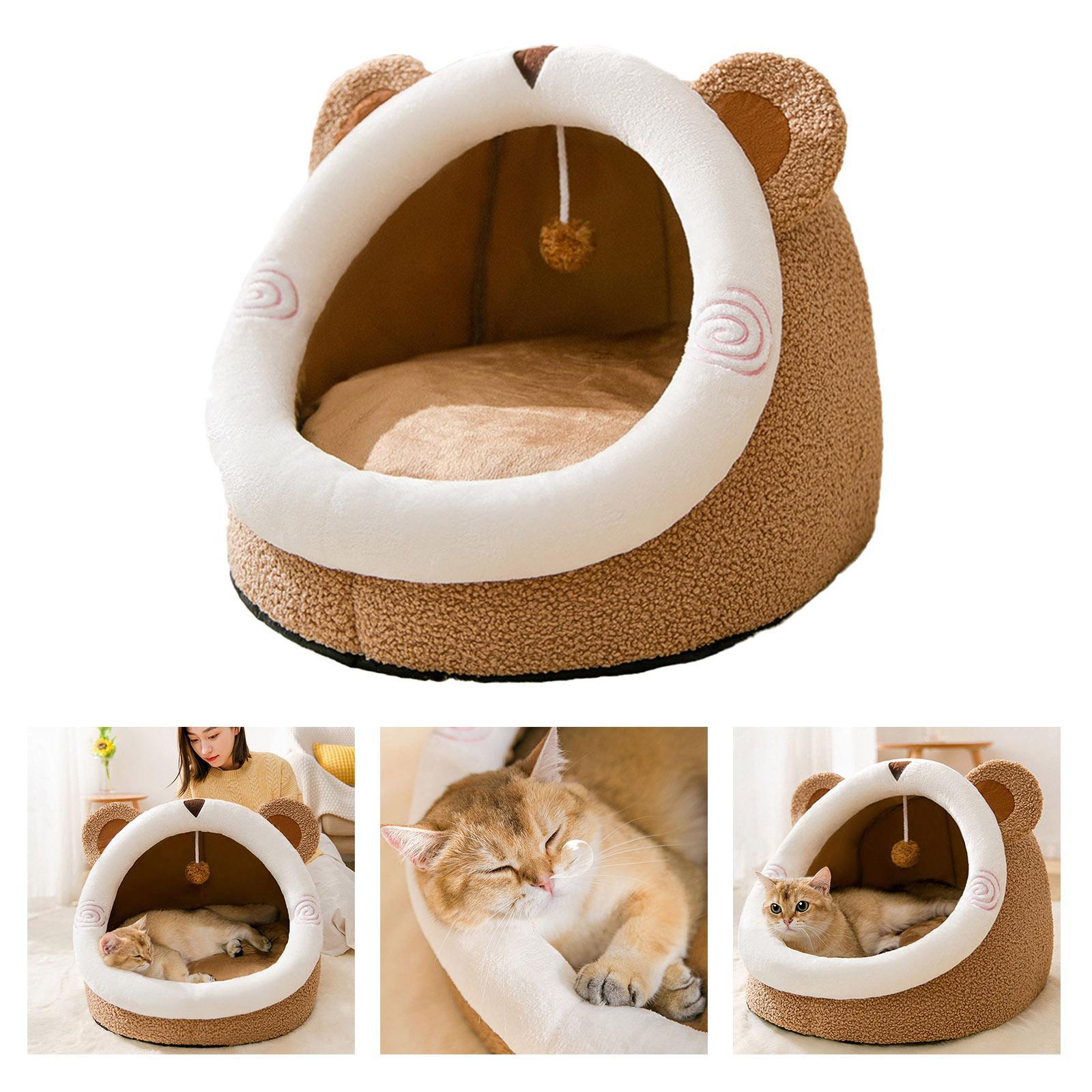 Cute Pet Cat Dog Kennel Cave Sleeping Bed Soft Warm Nest House S ...