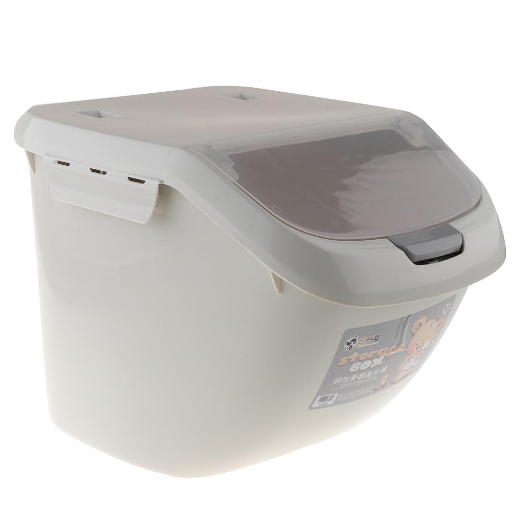 2X Plastic Pet Food Container Jar Measuring Cup Cereal Grain Storage Box Gray