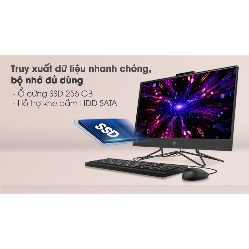 Máy tính để bàn All in one HP 205 Pro G4 (31Y21PA)/ Đen/ AMD Ryzen 5 - 4500U (2.3Ghz, 11MB)/ RAM 8GB/ 256GB SSD - Hàng chính hãng