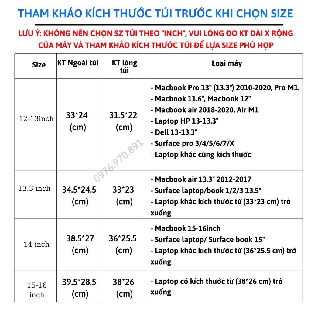 Túi chống sốc dành cho macbook/surface/laptop KINMAC chống va đập-chống nước-thời trang 12,13,14,15,16,17