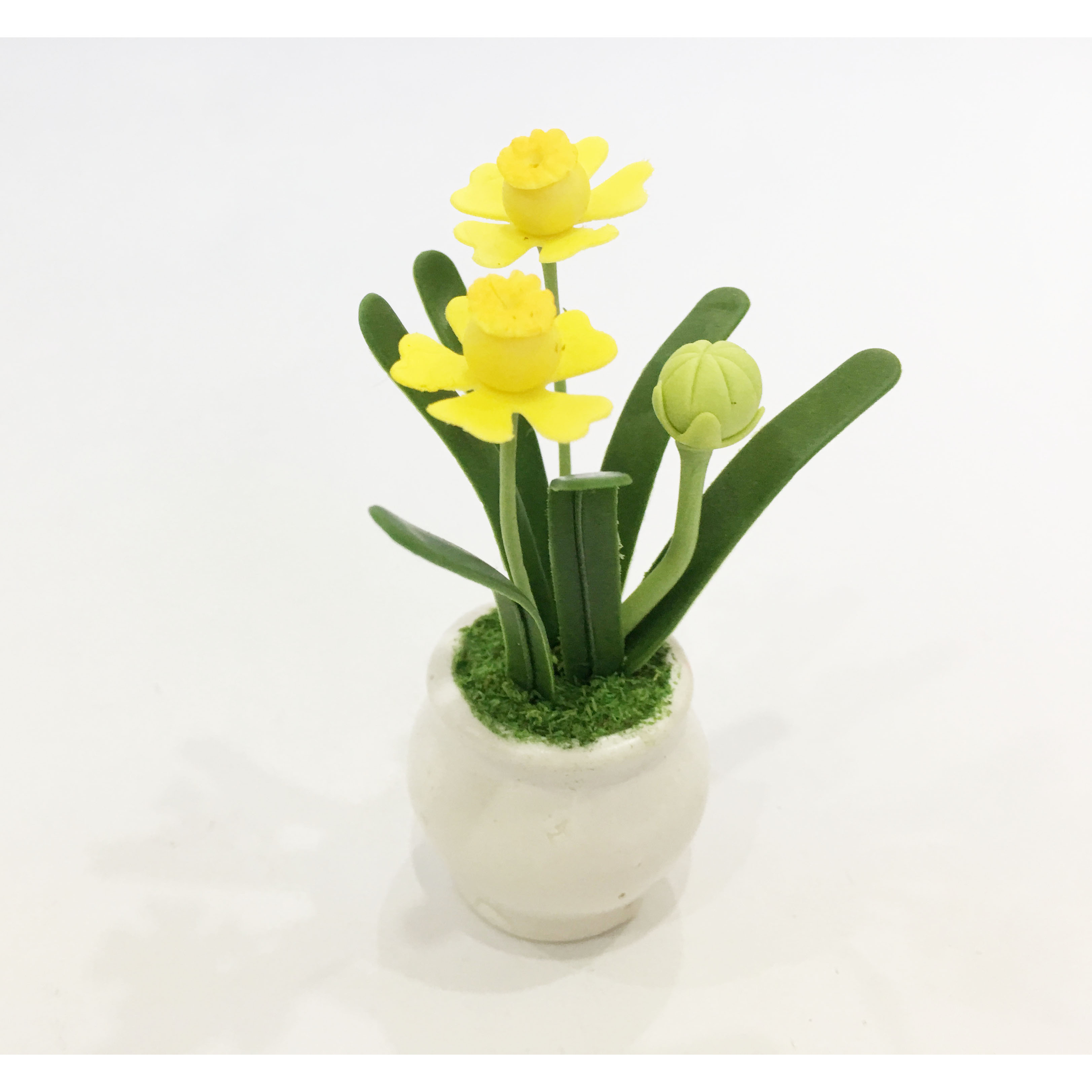 Chậu hoa đất sét mini - Cây hoa thủy tiên / Daffodil  - Quà tặng trang trí handmade