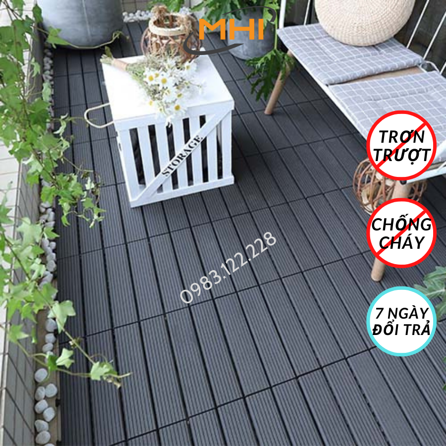 Tấm nhựa lót sàn MHI cao 2 cm, chuyên dụng cho ban công, bể bơi sân vườn PP - kích thước 30 cm x 30 cm x 2 cm