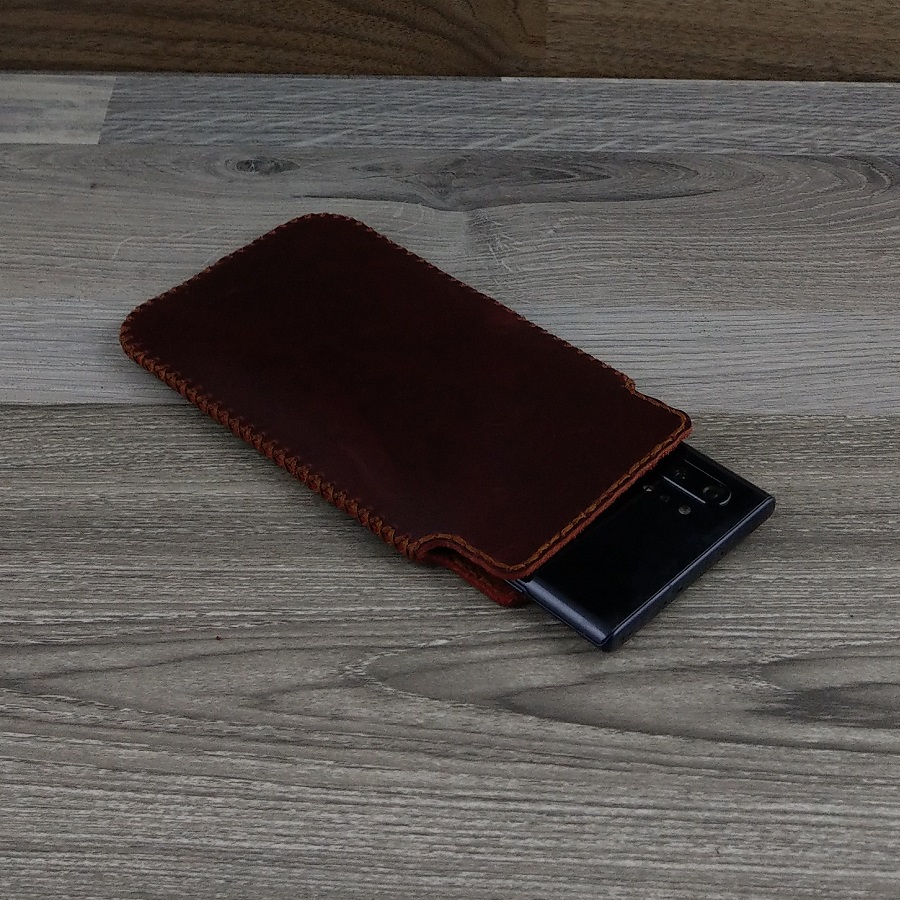 Bao Da Túi Rút dành cho Iphone X/XS Da Bò Sáp Màu Nâu Đỏ