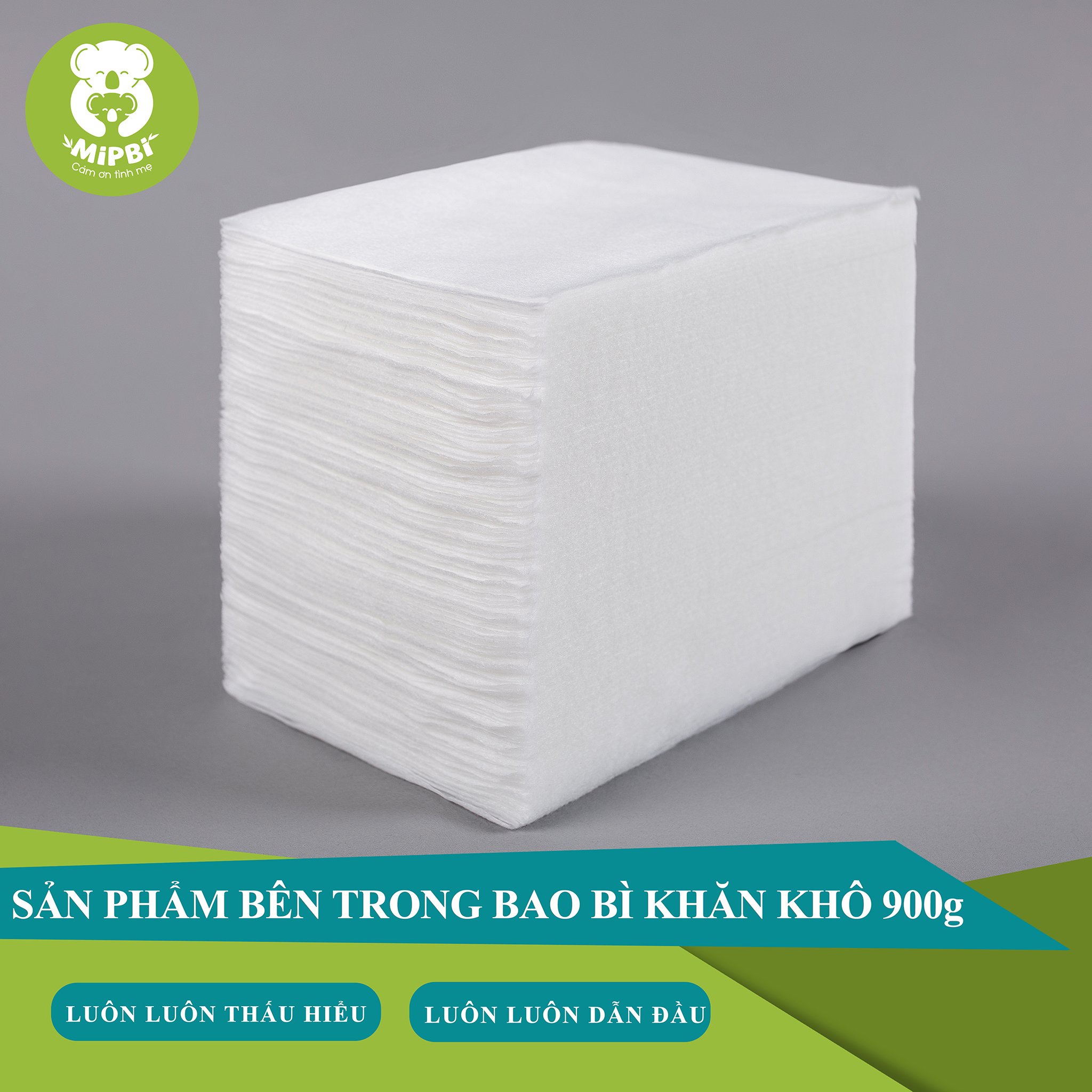 Khăn vải khô đa năng Mipbi loại bản to gói 900g