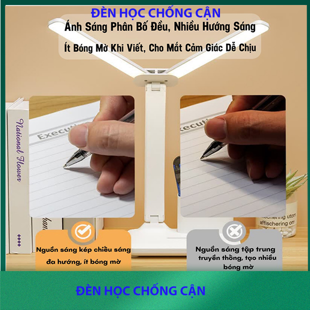 Đèn học chống cận tích điện dùng pin sạc 3 chế độ ánh sáng công tắc cảm biến