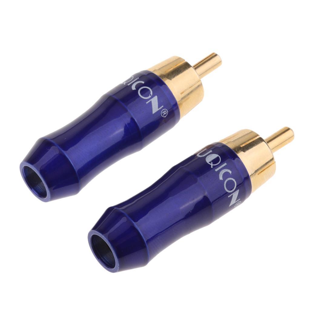 2-piece Gold Plated RCA Male Plug Connector Audio Video Cable Adapter