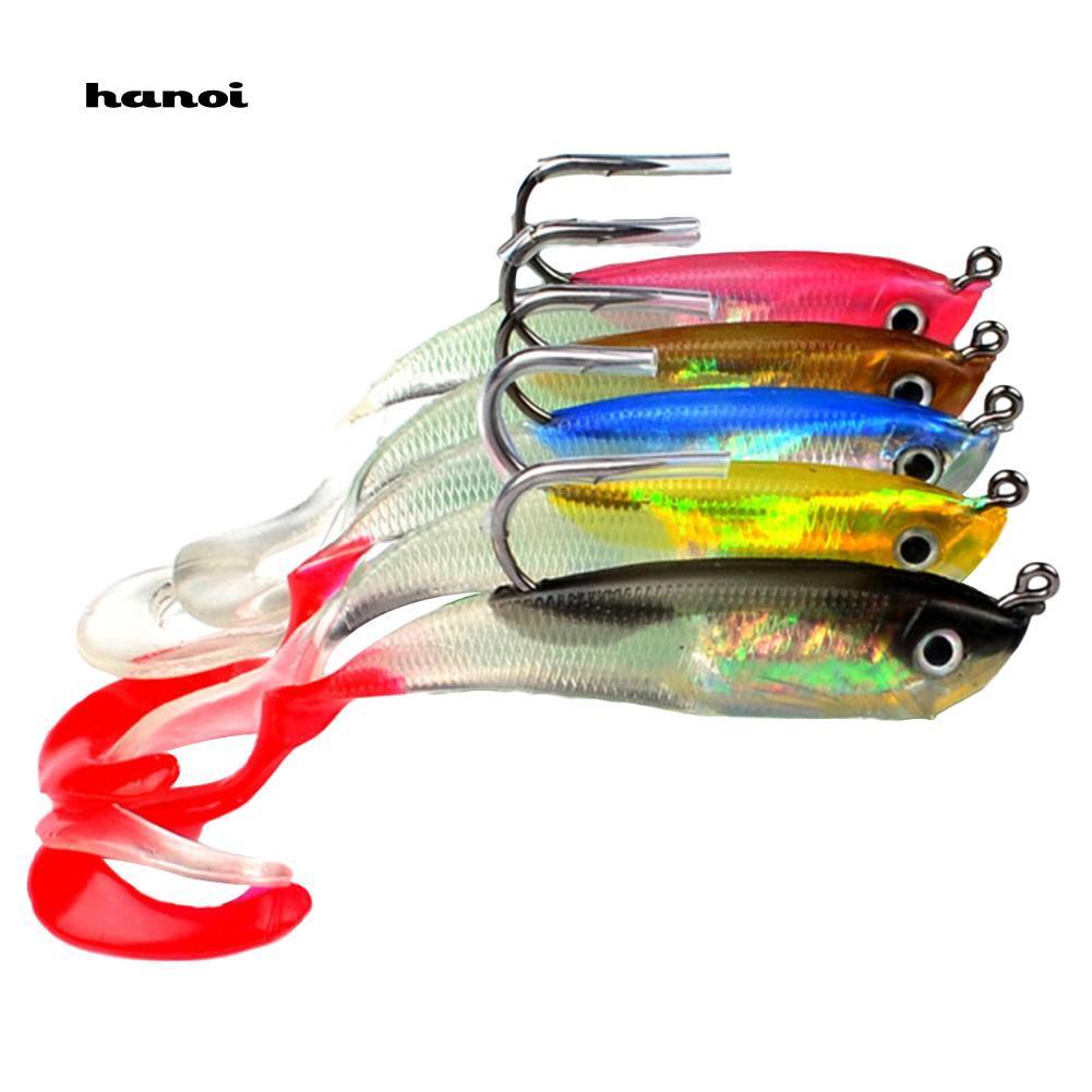 Set 5 Mồi Giả Nhử Cá 10Cm Bằng Nhựa Mềm Gắn Kèm Móc Câu