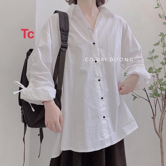 Áo sơ mi hàn quốc dây rút tay siêu xinh