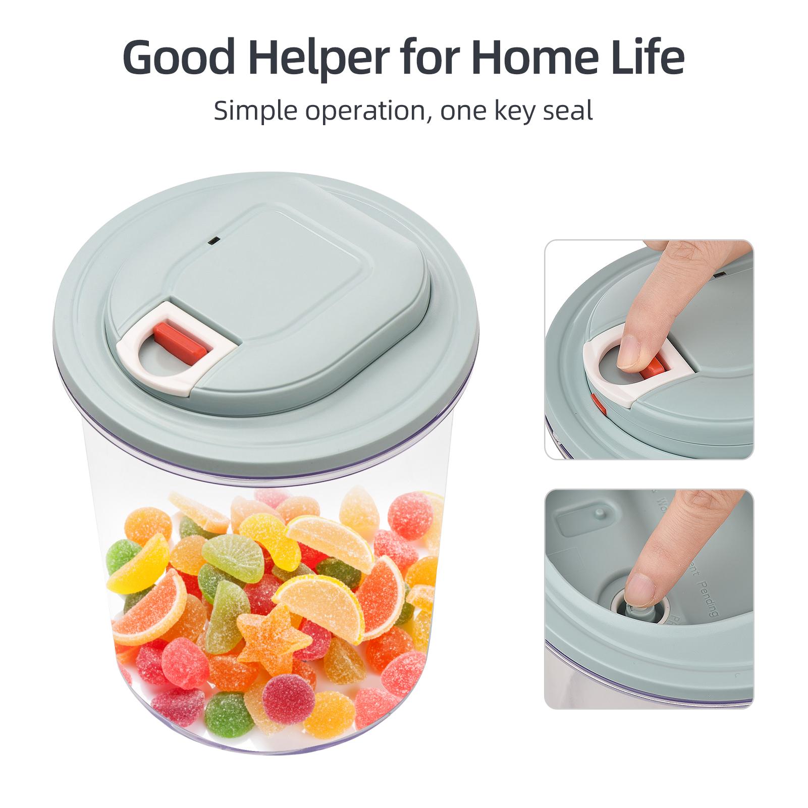 3 Set Airtight Food Vacuum Storage Containers 20Kpa Self Pumping Transparent Food Storage Jars With Lid