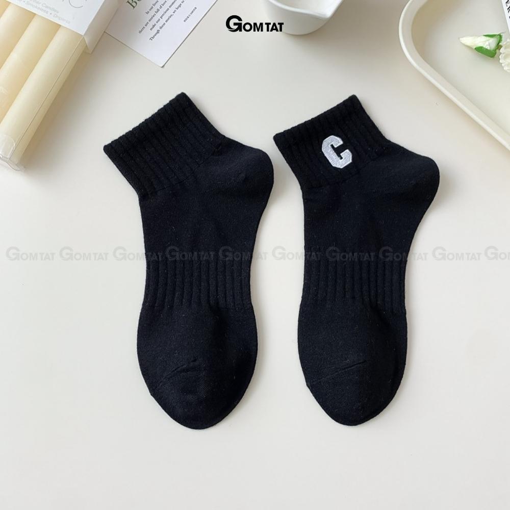 Tất vớ nữ cổ ngắn cao cấp GOMTAT mẫu chữ C, chất liệu cotton mềm mại, thấm hút, thoáng khí - PO-CONGAN-C-3014-1DOI