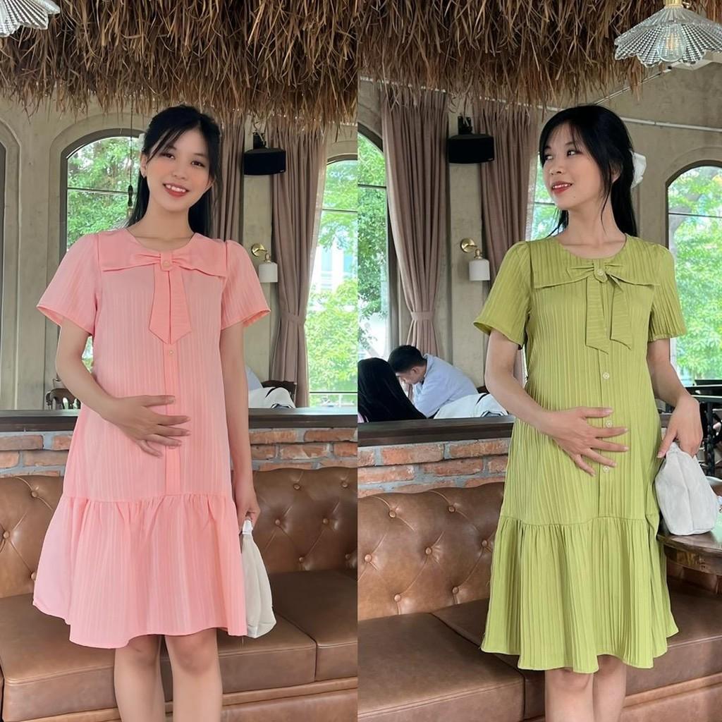 Đầm bầu đũi gân cổ sen thuỷ thủ phom suông đuôi cá bầu diện thoải mái - Da