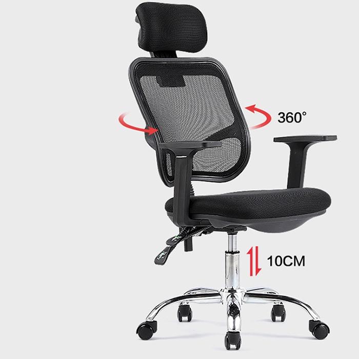 Ghế lưới xoay văn phòng tựa đầu HP037, Ghế văn phòng làm việc chân xoay cao cấp mới nhất 2021