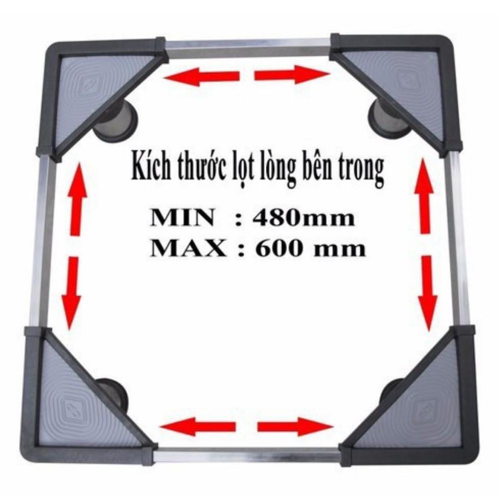 Chân Đế Kê Tủ Lạnh - Máy Giặt Khung Inox Đế Nhựa Chống Rung Qs , Chân Kệ Máy Giặt Tủ Lạnh Khung Inox + Tặng Bộ 5 Móc Dán Tường Siêu Chắc - Hàng Chất Lượng
