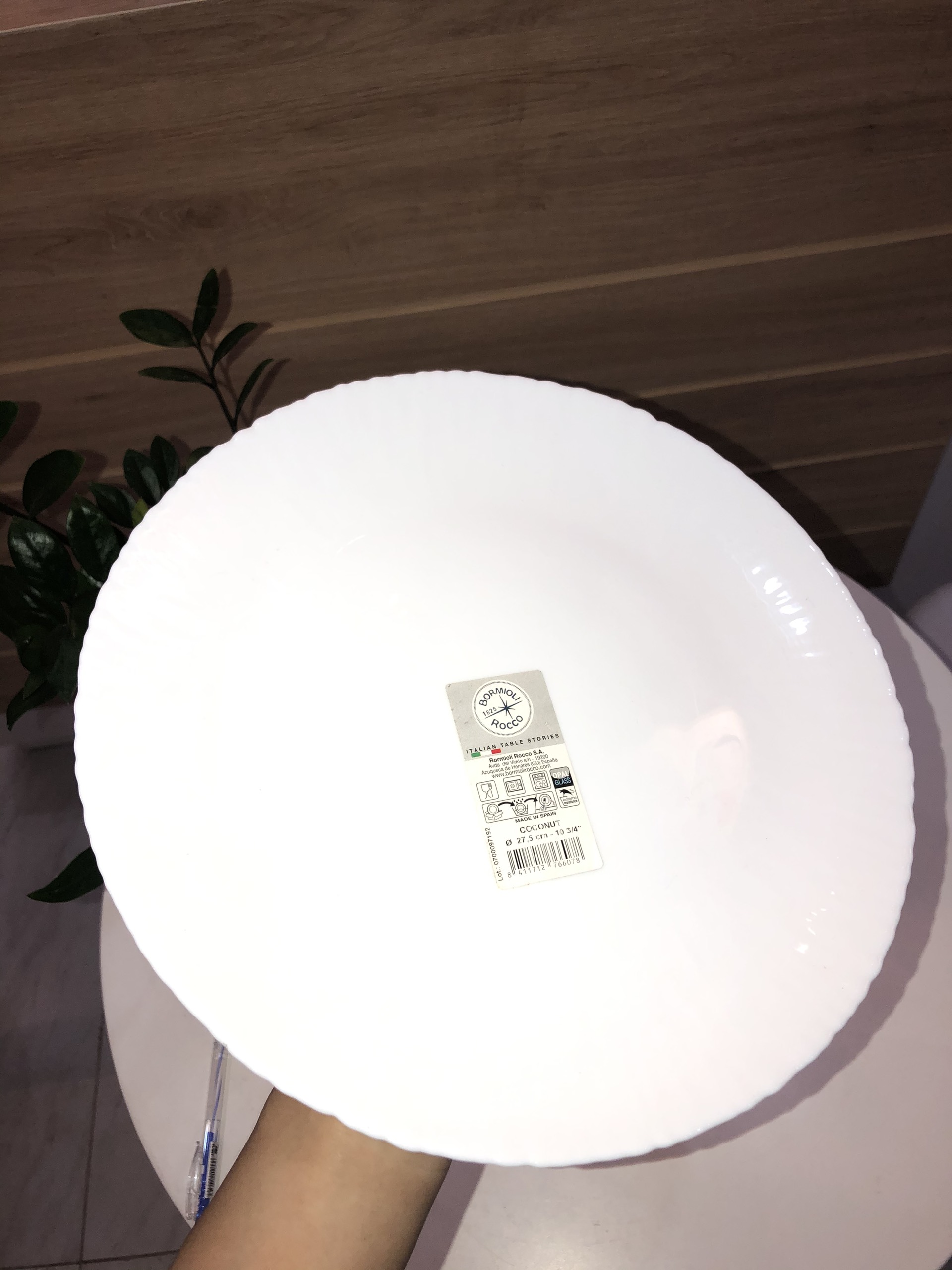 Đĩa Tròn sứ thủy tinh cao cấp Bormioli Coconut 27cm - Hàng chính hãng, nhập tại Ý
