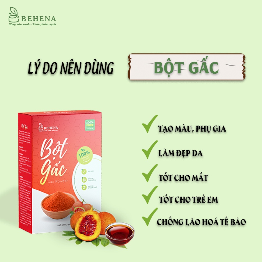 Bột Gấc nguyên chất BEHENA không chất bảo quản - an toàn - tạo màu sản phẩm - nguyên liệu làm bánh hộp 50g