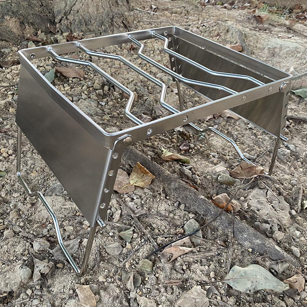 Stainless Steel Folding Lifting Windproof Grill 5 Level Height Adjustable Outdoor Stoves Bracket Camping Picnic Pot Rack