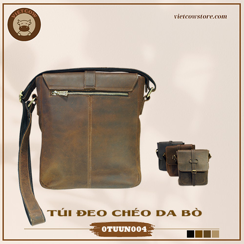 Túi Đeo Chéo Tablet Da Bò Sáp, Túi Đeo Chéo Da Bò Thời Trang VietCow_0TUUN004