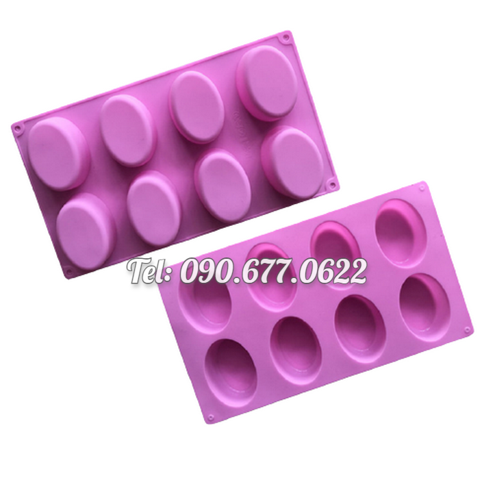 Khuôn silicone làm bánh, rau câu 8 hình Oval - Mã số 1052