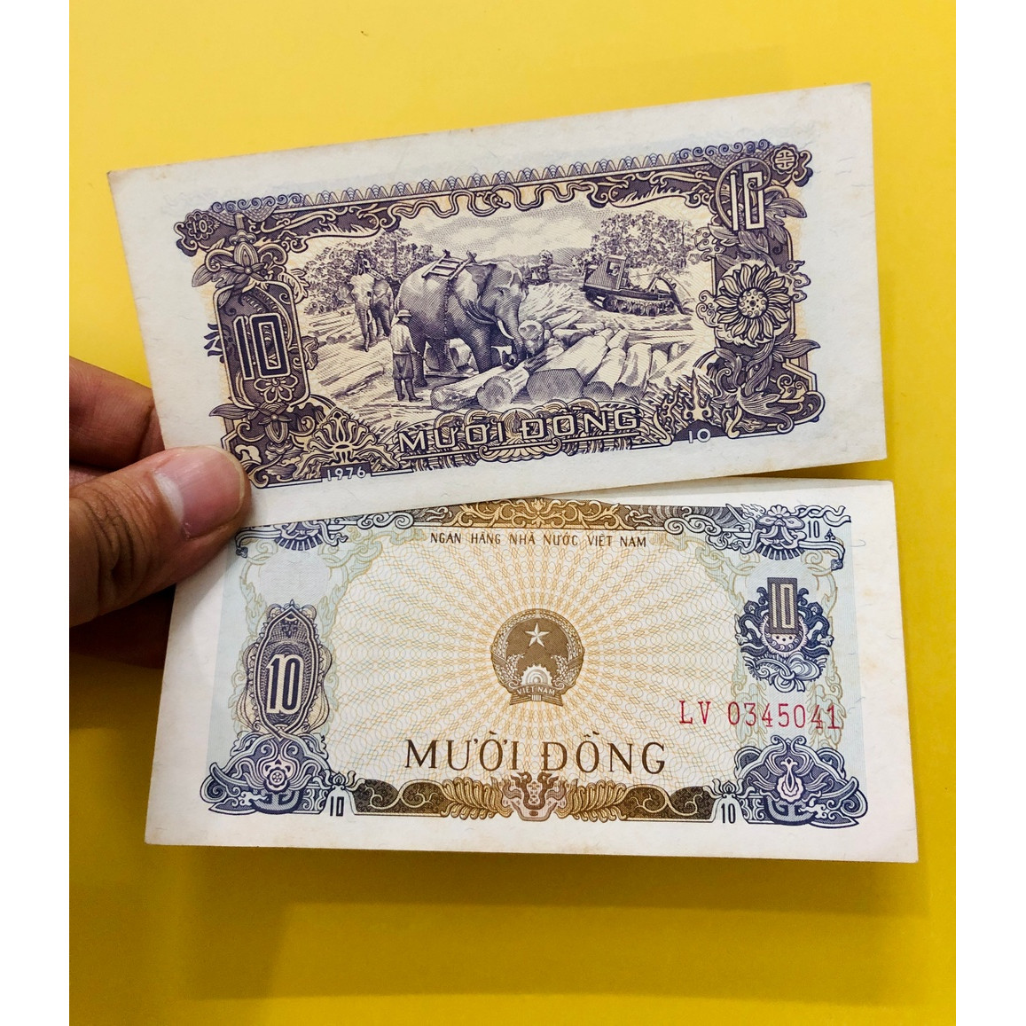 Tờ 10 đồng Việt Nam 1976 voi kéo gỗ , thời bao cấp sau giải phóng , tặng kèm bao lì xì - The Merrick Mint