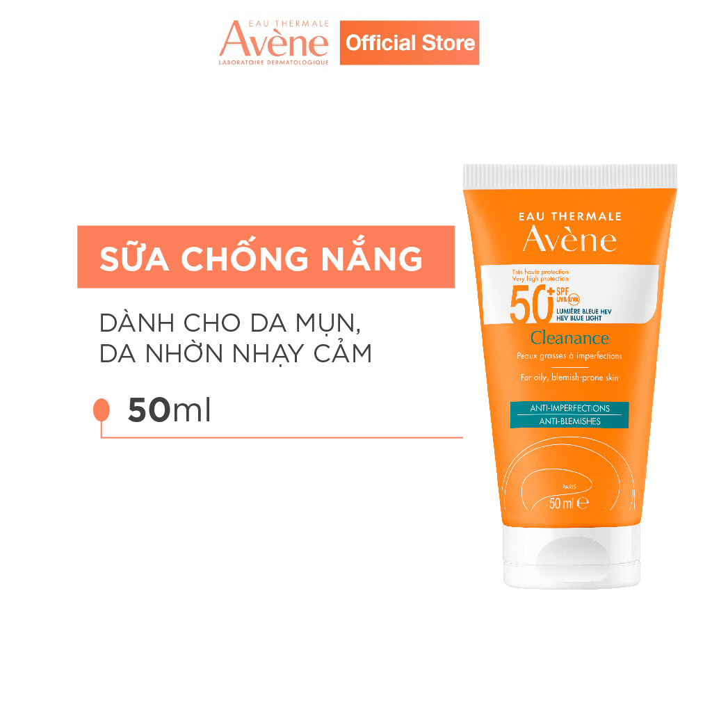 Sữa chống nắng quang phổ rộng cho da dầu mụn AVÈNE CLEANANCE PROTECT 50+ 50ml BLUE LIGHT