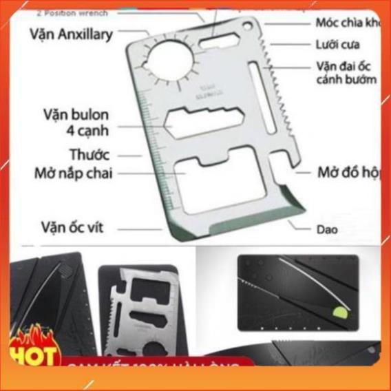 Combo 2 món miếng thép đa năng 11 công dụng và dao cắt hình ATM xếp gọn khi đi phượt dã ngoại, cắm trại