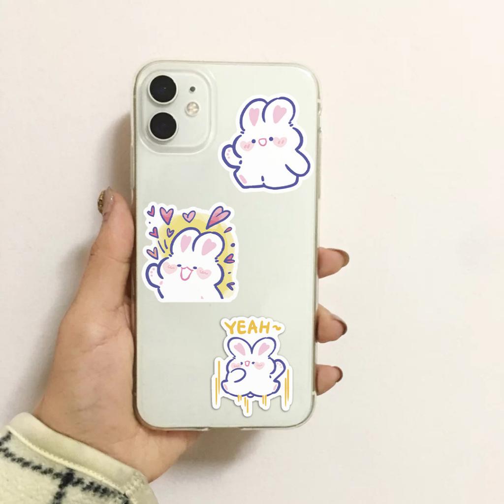 Sticker THỎ MẬP hoạt hình cute trang trí mũ bảo hiểm,guitar,ukulele,điện thoại,sổ tay,laptop