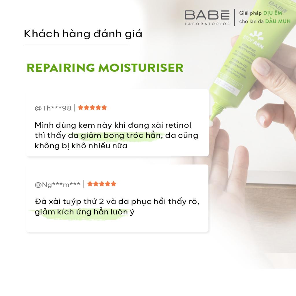 Kem dưỡng phục hồi da sau treatment, thấm siêu nhanh Babe Stop Akn Repairing Moisturiser 50ml