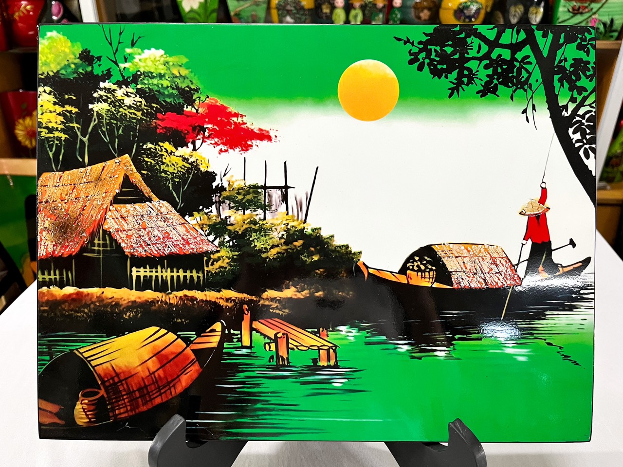 Tranh sơn mài - ĐỒNG QUÊ VIỆT NAM -Hàng xuất khẩu size 30x40 cm