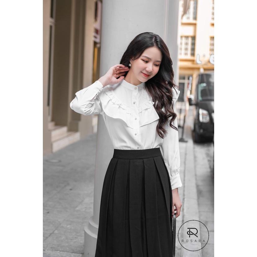 Áo sơ mi trắng thời trang nữ dài tay cổ bèo Rosara Am249