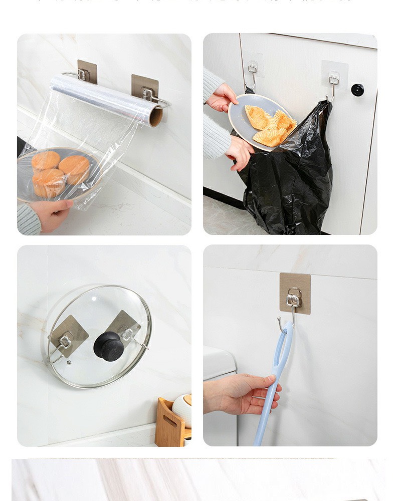 Set 4 Móc Dán Tường Siêu Dính Trong Suốt Chịu Lực Tốt Treo Tường Chắc Chắn 7X7cm SCL87