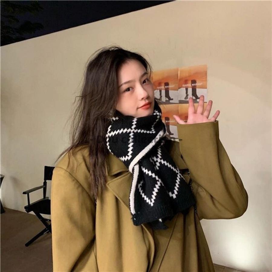 Khăn Cashmere Len Dày Cao Cấp Giữ Ấm Mùa Đông Hình Thoi - 35x180cm - Douyin - Mã LN018