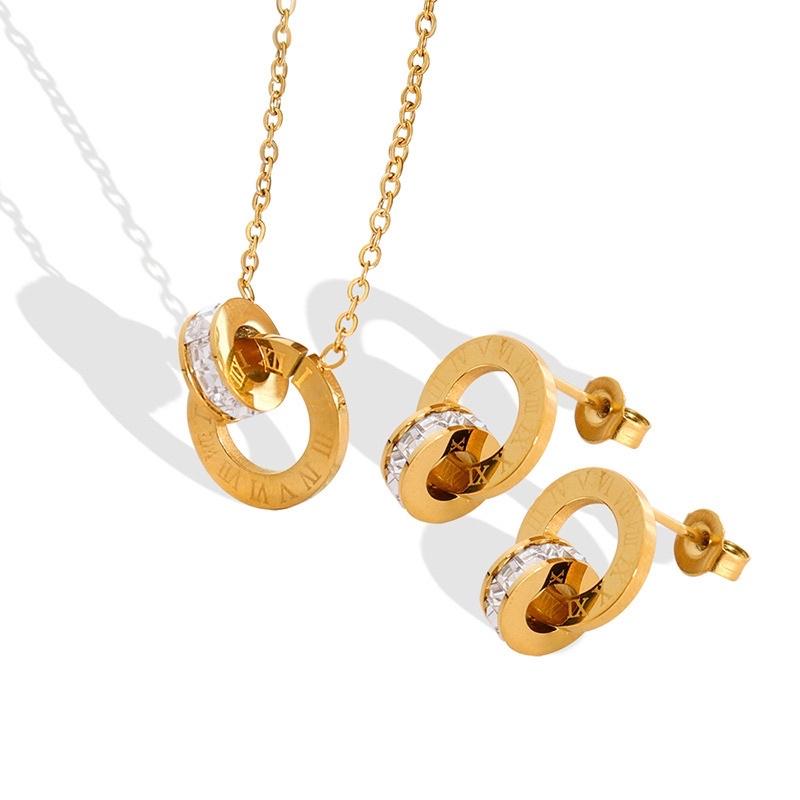 Set bộ trang sức nữ quà tặng dây chuyền lắc tay bông tai nữ vòng lồng la mã