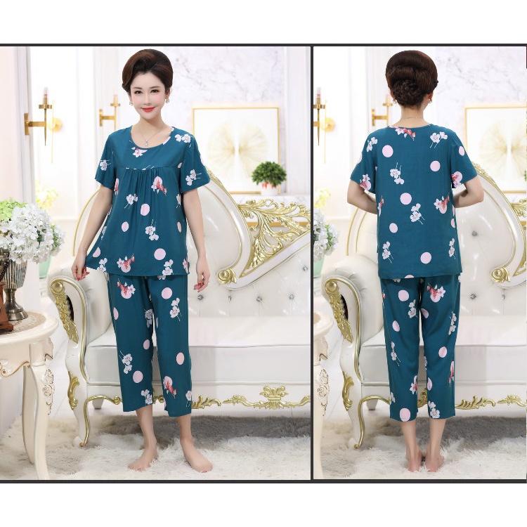 Bộ mặc nhà trung niên quần lửng siêu mát, trang tron