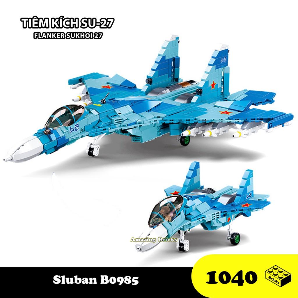 Đồ chơi Lắp ráp Máy bay tiêm kích Nga Su-27, Sluban M38-0985 Sukhoi Flanker Xếp hình thông minh