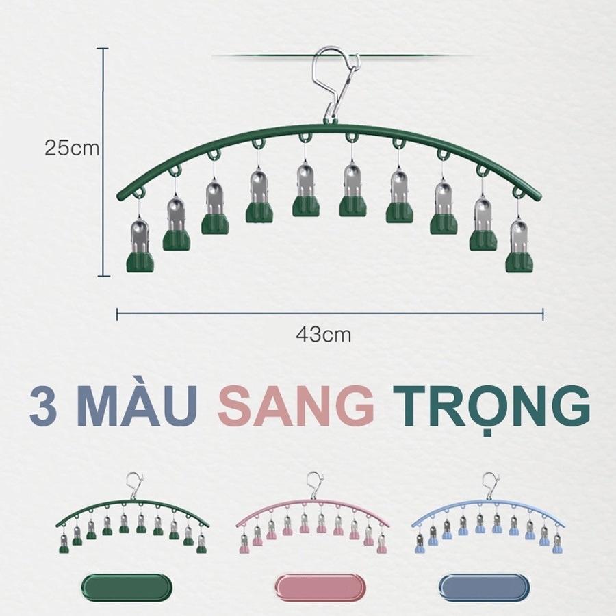 Móc Treo Đồ Lót, Tất, Quần Áo Trẻ Nhỏ Có Khóa Chống Gió,10 Móc Kẹp Bằng Inox