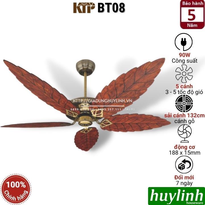 Quạt trần cánh gỗ hình lá Kim Thuận Phong KTP BT08 - hàng chính hãng