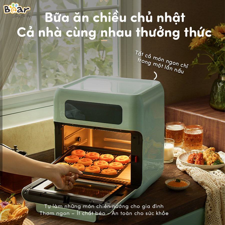 Nồi chiên không dầu Bear 10L QZG A15V1 - Làm nóng bằng không khí, nướng đối lưu - Hàng nhập khẩu